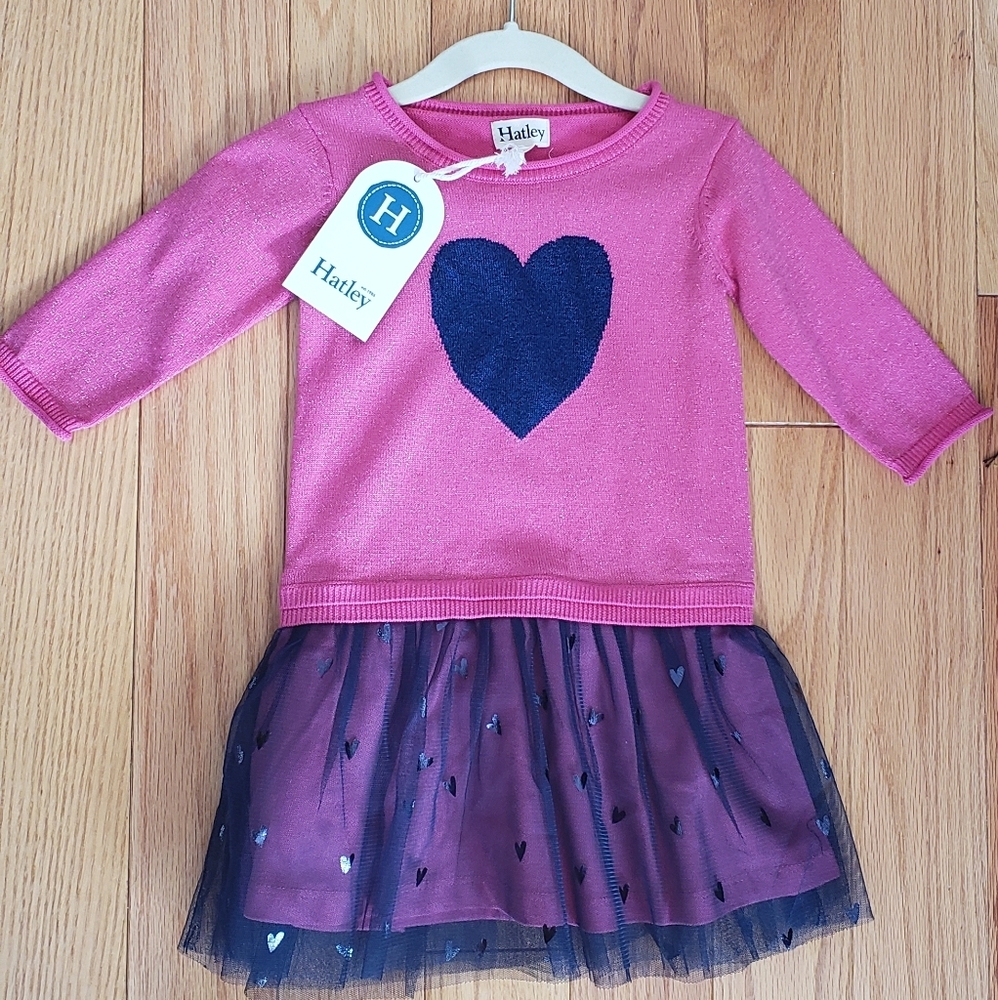 Shimmer Heart Drop Waist Tulle Dress